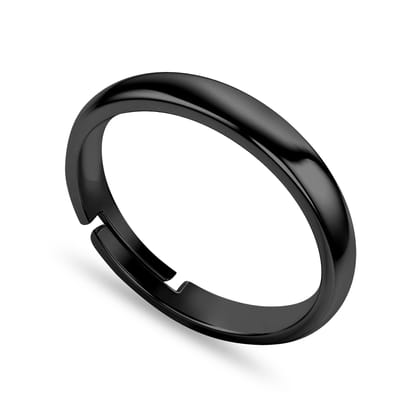 Silver Ring For Men and Boys Plain Silver Ring-Adjustable / Black