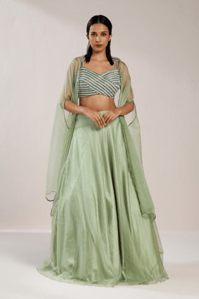 MINT GREEN LEHENGA WITH CAPE-XS