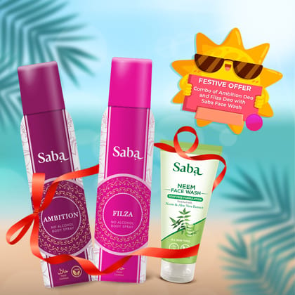 Combo of Saba Filza Deodorant & Saba Ambition Deodorant with Saba Neem Facewash