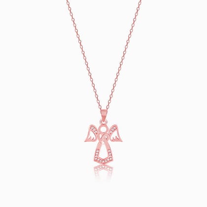 Rose Gold Angel Pendant with Link Chain