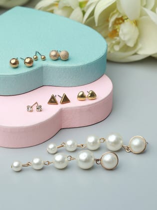 Gold Toned Studs Set of 7-Gold Toned Studs Set of 7 - One Size