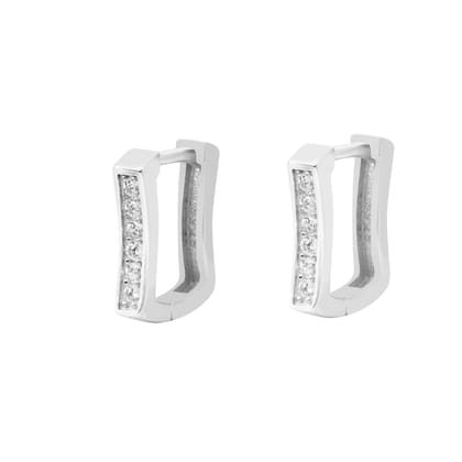 Pinched Rectangle Shaped Hoops | 925 Silver Earrings for Women-Free / Silver / Modern