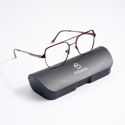 EyeJack DISK Brown & Grey Wayfarer Eyeglasses for Men & Women (128603CL183-C4)