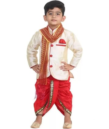 Coxxup Beige Silk Boys Sherwani ( Pack of 1 ) - None