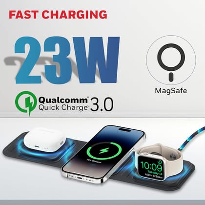 Honeywell Zest Wireless 3-in-1 Foldable MagSafe 23W Wireless Charger for iPhone 12-15 series