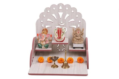 OM JEWELRY Wooden Small Temple for Home|Puja Mandir|Wall Hanging and Table Top Home Mandir Temple|Home Decor Beautiful Wooden Temple (Y5, Black Tempal)