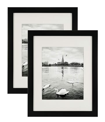 Wall Photo Frame D235 Wall Photo Frame-Black Frame / Set of 2 Units With Mat | With Back Stand | 6x8inch