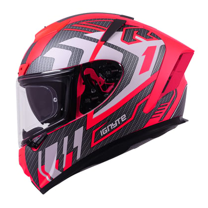 Ignyte IGN-4 Atomixx ISI/DOT Certified Full Face Graphic Helmet with Outer Anti-Fog Clear Visor and Inner Smoke Sun Shield (Glossy Fluo Watermelon White)-Medium 580 MM