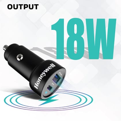 Honeywell Micro CLA 18W PD Smart Car Charger,Dual Port 1XType C & 1XUSB A,3Yr Manufacturer Warranty