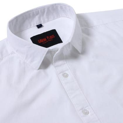 White Solid Full-Sleeve Shirt (GP071)-S-36 / Full Sleeve