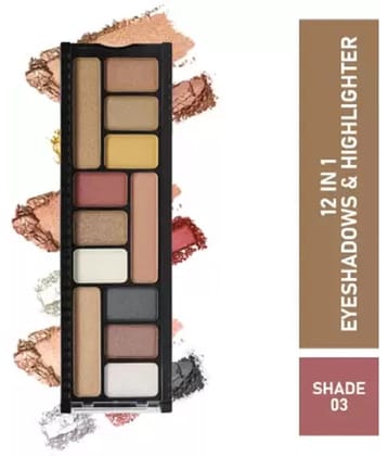 Half N Half - Makeup Kit ( 12 IN 1 Eyeshadow & Highlighter Makeup, Palette-03 )