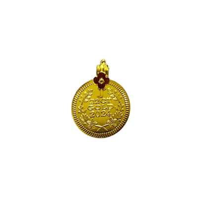 Golden Embossed Lakshmi and Elephant Kasu Coin (2.03 grams) - 22KT BIS 916 Hallmark Yellow Gold