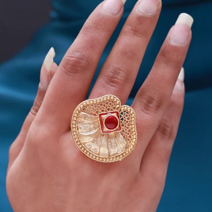 Rani Color Copper Finger Ring (CPR179RNI)-Ring_Size: Adjustable / Pink / Copper With Good Quality Gold Plated