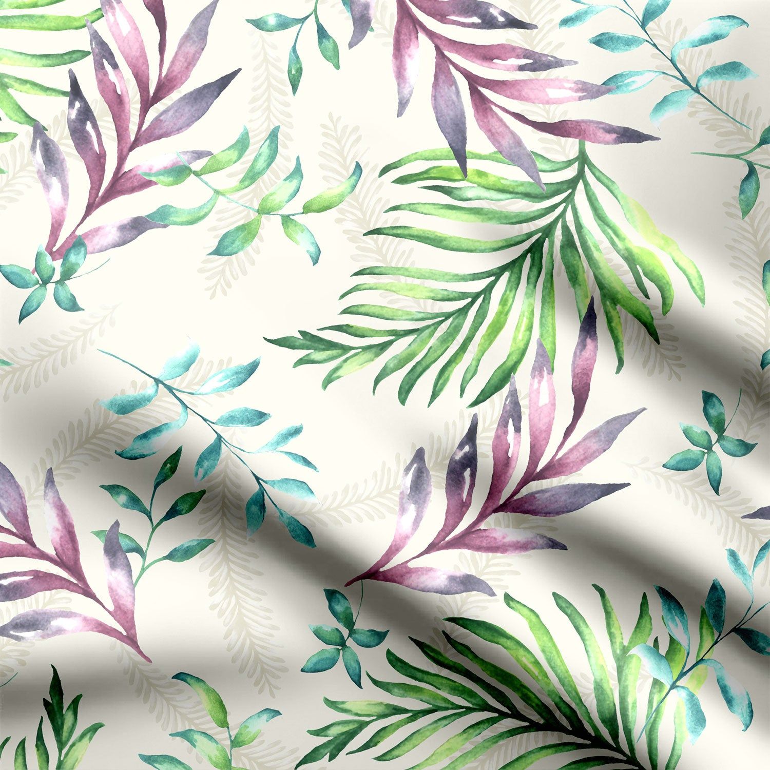 Leaves Aura Print Fabric-Modal Satin