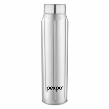 PEXPO Stainless Steel Fridge Water Bottle, 1000 ml, Silver | Eco-Friendly Water Bottle Suitable For Adults & Kids