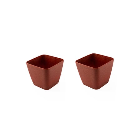 Rice Husk and Bamboo Fiber Sakura Pot and Planter - 4"- Set of 2-RUBY RED