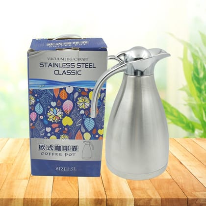 Vacuum Insulated Kettle Jug, Vacuum Insulated Thermo Kettle Jug Insulated Vacuum Flask, Vacuum Kettle Jug Stainless Steel For Milk, Tea, Beverage Home Office Travel Coffee, 1 Pc (1.5 Ltr)