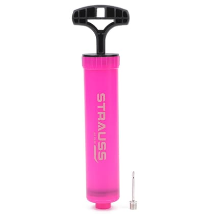 Strauss Hand Air Pump for Football, Volleyball, Basketball, Rugby, Soccer, Inflatable Balls, with Stainless Steel Pin, 1 pcs, Pink-Strauss Hand Air Pump for Sports | Suitable for Football, Volley