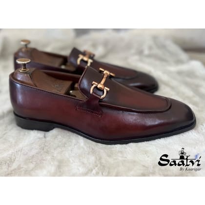 Wine Horsebit Loafers Hand Finished-UK5/US6/EU39