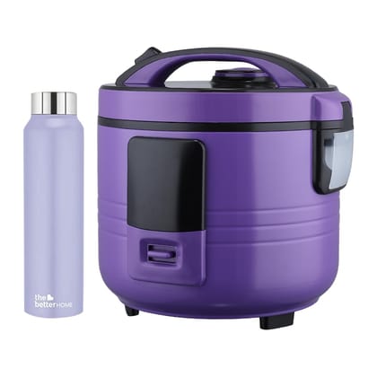 The Better Home FUMATO Cookeasy Automatic 500W Electric Rice Cooker 1.5L  Stainless Steel Water Bottle 1 Litre Purple-The Better Home FUMATO Cookeasy Automatic 500W Electric Rice Cooker 1.5L & St