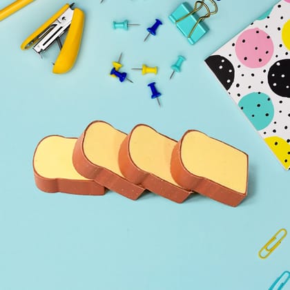 17527 3D Toast Bread Shape Eraser for Kids, Cartoons Erasers Toast Bread Erasers Bread Shaped Eraser for Students, Gift, Cute Fun Food Pencil Erasers for School Classroom, Stationery for Boys & G