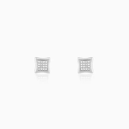 Silver Glistening Stud Earrings