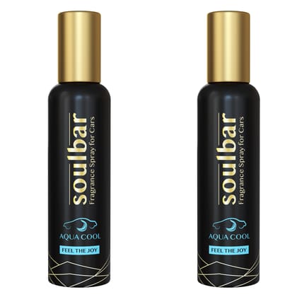 SOULBAR Luxury Car Freshener Spray - Aqua Cool, 80 ml Each - Pack of 2, Free Perfume Dangler