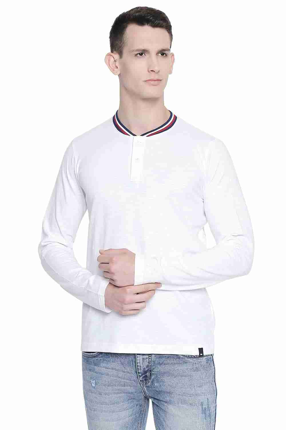 Basics Muscle Fit Bright White Henley T Shirt