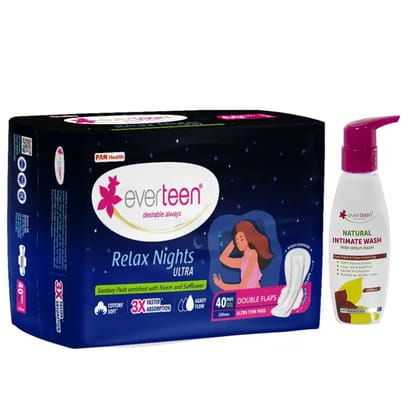 everteen Relax Nights Ultra 40 Pads and Witch Hazel Intimate Wash 105ml