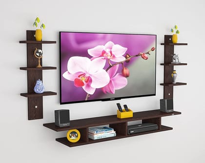 SAVYA HOME Wall Mount TV Unit with Set Top Box Stand & Shelf for up to 55" screens, Engineered Wood.-SAVYA HOME Wall Mount TV Unit with Set Top Box Stand & Shelf for up to 55" Screen (Engineered 