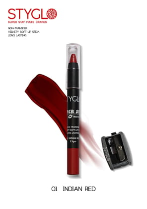 Styglo™ -Matte Magic Crayon Lipstick (12hrs Stay)-INDIAN RED-01