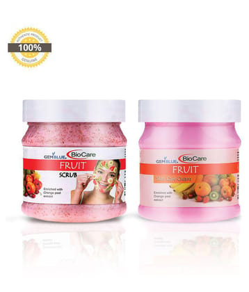 gemblue biocare  FRUIT SCRUB+ FRUIT CREAM Facial Scrub 800 gm Pack of 2