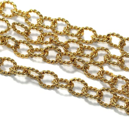 1 Mtr, 18x14mm Metal Chain Golden-Golden / Iron