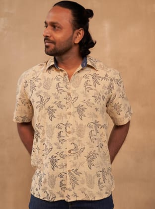 Leafy Palm Handwoven Organic Cotton Unisex Shirt-3XS