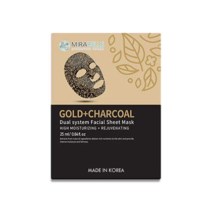 Mirabelle Gold+Charcoal Dual System Facial Sheet Mask, 1 Unit Pack