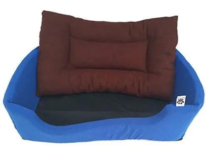 Adidog High Quality Foam Filled Rectangular Both Side Reversible Export Quality Blue/Brown Dog/Cat Bed -Medium