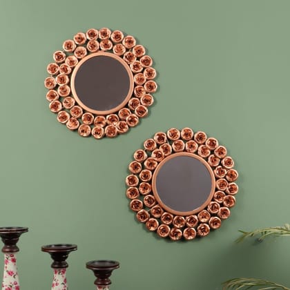 Rose Mirror Wall Decor Set of 2-Copper