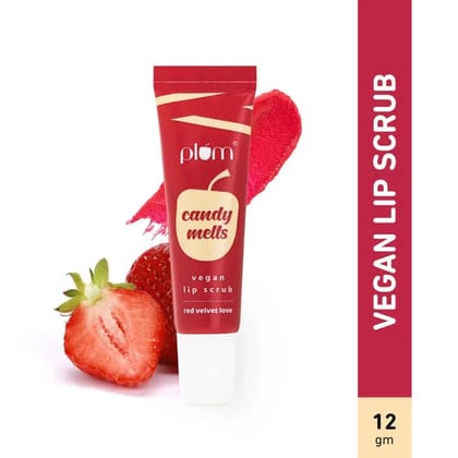 Plum Vegan Lip Scrub - Red Velvet Love, 12 gm