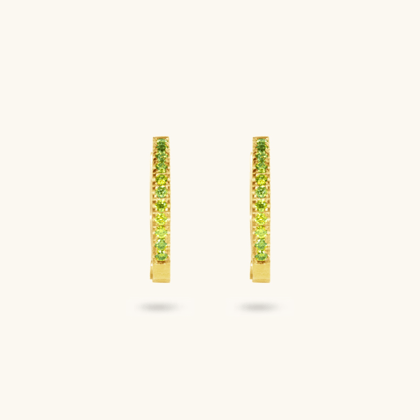 Peridot Hoops - 18K Gold Plated