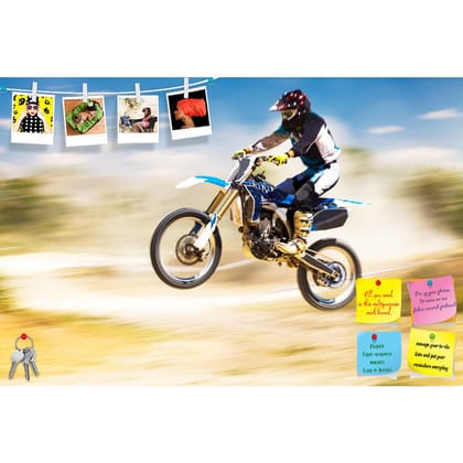 ArtzFolio Motocross Printed Bulletin Board Notice Pin Board Soft Board | Frameless-Frameless Pin Board / 18inch x 12inch (45.7cms x 30.5cms)