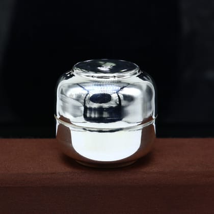 999 fine silver handmade shiny small Prasadam box, trinket box, container box, unique puja box utensils, solid silver article stb842