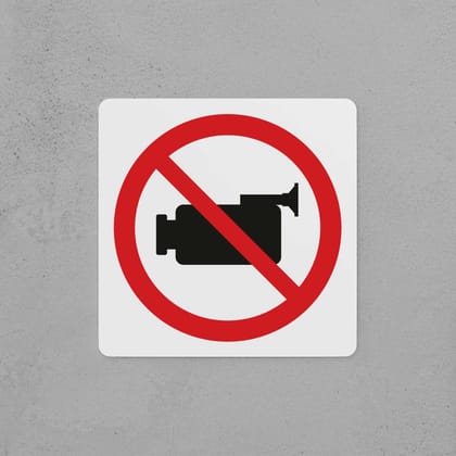 No Video Recording Sign-Icons Only / Large i.e. 300mm × 300mm × 5mm / Sign without holes