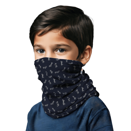 TVS Kid's AOP Cotton Neck Gaiters Buff - Navy, 100% Cotton, Universal Stretchy Size, Moisture Wicking, Multipurpose Neck Gaiters