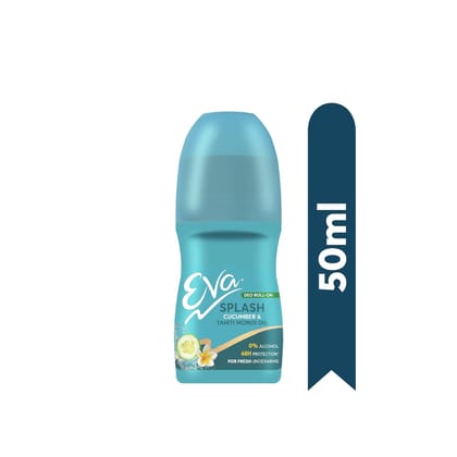 Eva Splash Roll on 50ml Deo Roll On | With Tahiti Monoi Oil and Cucumber Extracts | Alcohol and Aluminium Free | 48 H Protection from Odour | Keeps Underarms Fresh & Smooth | Skin Friendly | For Women