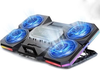 iBALL ICEPAD GM50 Pro Laptop Cooling Pad, 4 Cooling Fans, Adjustable Airflow, RGB Colorful Light- Black