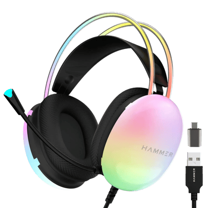 Hammer Blaze Gaming Headphone with 50mm Sound Drivers  RGB Lights-Cyan