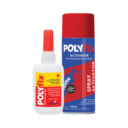 Polyfix MV Glue + Aerosol Spray Activator Combo Kit: The Ultimate High-Viscosity Adhesive Solution for Multiple Materials - 125g+500ml