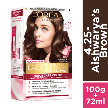 Loreal Paris Excellence Creme Hair Colour, 72 Ml + 100 G 4.25 Aishwarya's Brown