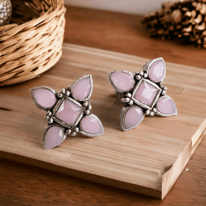 Petal Oxidised Earrings | Sarichka-Pink