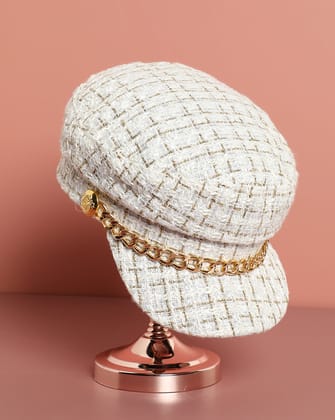 White Textured Breton Cap-Hat